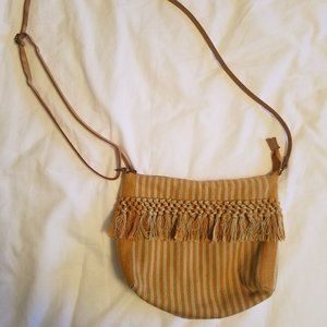 WORLD MARKET - Mustard Stripe Tassel Bag